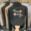 Camiseta Interior Casual de Manga Larga de Felpa Cepillada para Niñas, Estilo Nuevo Otoño/Invierno, Camiseta Base Rayada de Cuello Semi Alto