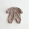 Ropa de Bebé Estilo Coreano Otoño Nueva Moda para Niñas Mono Floral con Cuello de Muñeca para Recién Nacidos Ropa de Gateo 100% Algodón