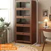 Estante de armazenamento para livros, estante de chão, armário de armazenamento integrado na parede, armário doméstico de madeira maciça com portas, vitrine à prova de poeira