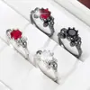 Anillo de Calavera Moderno y Único con Circonita de Ocho Garras, Aspecto Vintage de Alta Gama, Joyería de Anillo para Mujer de Cobre Puro, Transfronterizo
