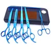 Tijeras de belleza para mascotas de 7.0 pulgadas color negro galvanizado 5 dientes de corte recto tijeras de corte curvo tijeras de hueso de pescado peine de fila en stock