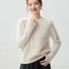 Simples e elegante~Suéter feminino de cashmere com gola redonda, ombros raglã, corte solto, espessado, tricô versátil para usar por baixo