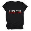 Camiseta casual de manga corta con estampado divertido de Amazon "Te amo", de comercio exterior, sencilla y combinable con todo para mujer