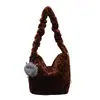 Bolsa de Peluche Nueva Otoño e Invierno 2025 Bolso de Mujer con Estampado de Leopardo Vintage Bolso de Hombro de Moda Bolso Cruzado de Gran Capacidad Bolso de Felpa