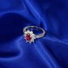 Set Brillante Rojo de Circonita de Tres Piezas para Novia de Boda Traje de 3 Piezas Anillo Ajustable Collar Pendientes Venta Caliente