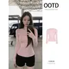 Blusa Base Rosa de Manga Longa para Mulheres 2026 Chegada Nova Outono Camada Interna de Roupa Externa Uso Individual Estilo Coreano Ombro Normal Ajuste Slim Camiseta