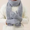 Guantes de Color Sólido para Mujer, Guantes de Punto sin Dedos Cálidos para Otoño e Invierno, Compatibles con Pantalla Táctil, Guantes de Lana de Cinco Dedos para Calidez en Otoño e Invierno