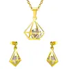 Brincos e colar de moda europeia e americana conjunto feminino personalidade zircônia geométrica simples temperamento comércio exterior conjunto de joias de aço inoxidável