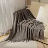 Manta tejida, manta de sofá, manta fina con borlas, manta para aire acondicionado de oficina, manta para ventana de mirador, manta para siesta de verano, manta pequeña
