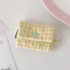 Porta-moedas xadrez estilo coreano mini bolsa pequena capa protetora para fones de ouvido acolchoada capa protetora para fones de ouvido Bluetooth bolsa de armazenamento portátil bolsa de pendurar