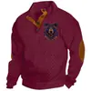 Amazon Best-Selling Transfronterizo Otoño e Invierno Talla Europea Hombre Casual al Aire Libre Cuello Alto Imitación Manga Larga Estampado Sudadera con Tres Botones