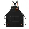 Delantal grueso nuevo modelo hecho a medida en stock para cocina casera, lona de 16 oz resistente a la suciedad con logotipo impreso, comercio exterior transfronterizo al por mayor