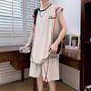 Conjunto de Roupa Esportiva de Basquete Masculino Verão Seda de Gelo Secagem Rápida Solto Corrida Sem Mangas Camiseta Regata Shorts Conjunto de Duas Peças Moderno