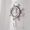 Gancho de Casaco Estilo Mediterrâneo Azul e Branco Madeira Desgastada Pintado à Mão Decoração de Casa Formato de Roda de Barco Gancho para Roupas Gancho de Ferro