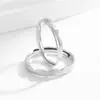 Par de Anéis de Casal Ondulados Escovados em Prata de Lei S925 Estilo Coreano Nicho Par de Anéis Fashionable Simples Anel Aberto