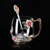 Tazas de Té Esmaltadas, Tazas de Café de Alta Calidad para Oficina, Tazas de Té para Mujer, Vasos de Vidrio de Lujo de Gama Alta, Venta al por Mayor de Fabricante