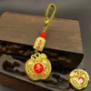 Nueva Marea Nacional Pequeños Regalos Llavero Exquisito Estilo Antiguo Calabaza Segura Colgante para Llavero de Coche Unisex Fortuna y Prosperidad