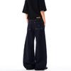 Jeans Retro Americano de Nicho con Tachuelas de Piedras de Colores Dobladillo Curvo Unisex Pantalones Rectos de Pierna Ancha de Corte A