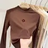 Blusa térmica infantil com forro de fleece, nova coleção outono/inverno 2026, estilo coreano, gola alta da moda, camiseta de manga comprida com forro de fleece