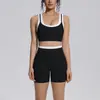 Nuevo conjunto de yoga a colorblock transfronterizo con tacto nude, casual y versátil, acanalado, de cintura alta, para ejercicio al aire libre, conjunto de seis piezas