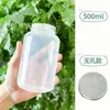 Taza de Plástico PP para Bebidas Calientes 500ml Botella de Plástico Resistente a Altas Temperaturas Botella Redonda Taza para Té de Leche Café con Tapa de Aluminio