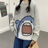 Casal dos desenhos animados Pullover Sweater Masculino Outono e Inverno Estilo Coreano Trendy ins Moda Preguiçoso Estilo Crewneck Camisa Base de Malha