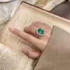 2025 Huabi Joyería Base de Cobre Chapado en Oro Moda Retro Anillo de Para Verde Simulado Femenino 12*16 Mayoreo