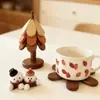 Novo Tapete Isolante para Árvore de Natal Boneco de Neve Madeira Sólida Criativo Jogo Americano Anti-Escaldante e Resistente a Altas Temperaturas Decoração de Mesa Porta-Copo Tapete para Prato e Tigela