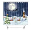Directamente desde el extranjero: Set creativo navideño de cuatro piezas para baño, que incluye una cortina de ducha navideña de poliéster, suministrado directamente por el fabricante