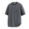 79 Bolsos Zíper Controle de Preço Casual Solto Manga Curta Berlim Novo Top Roupa Camiseta Verão Masculino Cinza Escuro