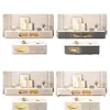 Estilo Cream Armário de TV de Madeira Maciça Sala de Estar Casa Simples Moderno 2025 Novo Combinação de Mesa de Centro de Ardósia com Armário de TV