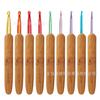 Agulha de Crochê com Cabo de Bambu, Agulha de Crochê para Lã, Ferramenta de Tricô Manual DIY, Agulha para Suéter, Cabeça Redonda, Agulha de Crochê Carbonizada, Agulha de Crochê de Bambu com Cabeça Colorida