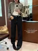 Jeans de pierna ancha estrecha holgados adelgazantes de estilo de lujo ligero elástico en cuatro direcciones Su Xinlan/YOUMO 95292-1