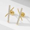 Aretes Geométricos de Cruz con Letra X de Plata Esterlina S925 con Zircón para Mujer Estilo Europeo y Americano de Lujo Accesible Transfronterizo Aretes de Moda Simple