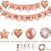 Set Combinado de Banner de Cumpleaños y Globo Perlado de Papel de Aluminio Color Oro Rosa Decoración de Fiesta Set de Globos de 37 Piezas Transfronterizo