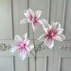 Flores Artificiais de Tecido de Seda Clematis de 3 Cabeças Impressas em 3D para Decorações de Casamento, Flores Falsas para Chá de Bebê, Arranjo de Cena, Arte Floral e Arranjos de Flores