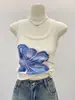 Camisola Estampada con Degradado Floral para Mujer, Ropa Exterior Anti-Exposición, Camiseta sin Mangas Ajustada de Verano para un Aspecto Adelgazante
