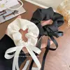 Goma para el pelo con lazo de cinta para mujer, con sensación de alta gama, Banda elástica de cinta estilo Ins, Accesorio para coleta anudada de satén en blanco y negro