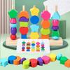 Coluna Geométrica de Madeira combinando blocos de construção bebê menino e menina Montessori educação infantil treinamento sensorial brinquedos de contas