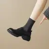 Outono 2026 Novo Estilo Britânico Bico Redondo Velcro Pequenos Sapatos de Couro Feminino Retro Couro Macio Solado Macio Estilo Coreano Mocassins Feminino