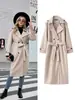 Comercio Exterior Transfronterizo En Stock Estilo Europeo y Americano Abrigo Largo de Lana Doble Botonadura Clásico de Invierno para Mujer Estilo Británico