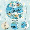 Nuevo Cartel de Bienvenida de Madera Transfronterizo para Puerta Principal de Playa con Estrellas de Mar y Conchas, Cartel para Puerta de Decoración de Playa con Estrellas de Mar y Tortugas