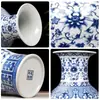 Jarrón de Porcelana Azul y Blanco Adornos Decorativos Jingdezhen Porcelana Azul y Blanca Clásica China Jarrón Pequeño Altura 36 cm Dispositivo para Arreglos Florales