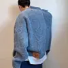 Nueva colección otoño/invierno 2024: Suéter de punto casual y de corte relajado, estilo retro americano, de cuello en V, prenda exterior de color liso para hombre