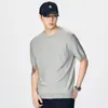 Camisa de Tricô Listrada Cor Sólida Gola Redonda Manga Curta para Homens, Verão 2026 Novo Casual Vintage Solto Emagrecedor Top