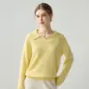 Outono e Inverno Novo Cashmere Feminino Gola Polo Solto Espessado Malha de Lã Macio Grudando Camada Base Suéter Atacado