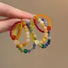 Arco-Íris em Camadas ~ Brincos Coloridos de Miçangas Dopamina Femininos Cor Contrastante Estilo Resort Brincos Personalizados Moda