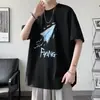 Camiseta Top de Verão Manga Curta Meia Manga Tamanho Plus Size Estudante Marca Trendy Novo Solto Versátil Casual Masculino