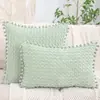 Fronha estilo boêmio veludo cotelê cor sólida com pompons e franjas capa de almofada para sofá, sala de estar, quarto, decoração de casa