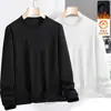 Camiseta Masculina de Manga Longa em Destaque, Marca da Moda, Forrada com Fleece, Top Outono-Inverno, Moletom, Camiseta Básica Juvenil, Camada Base
